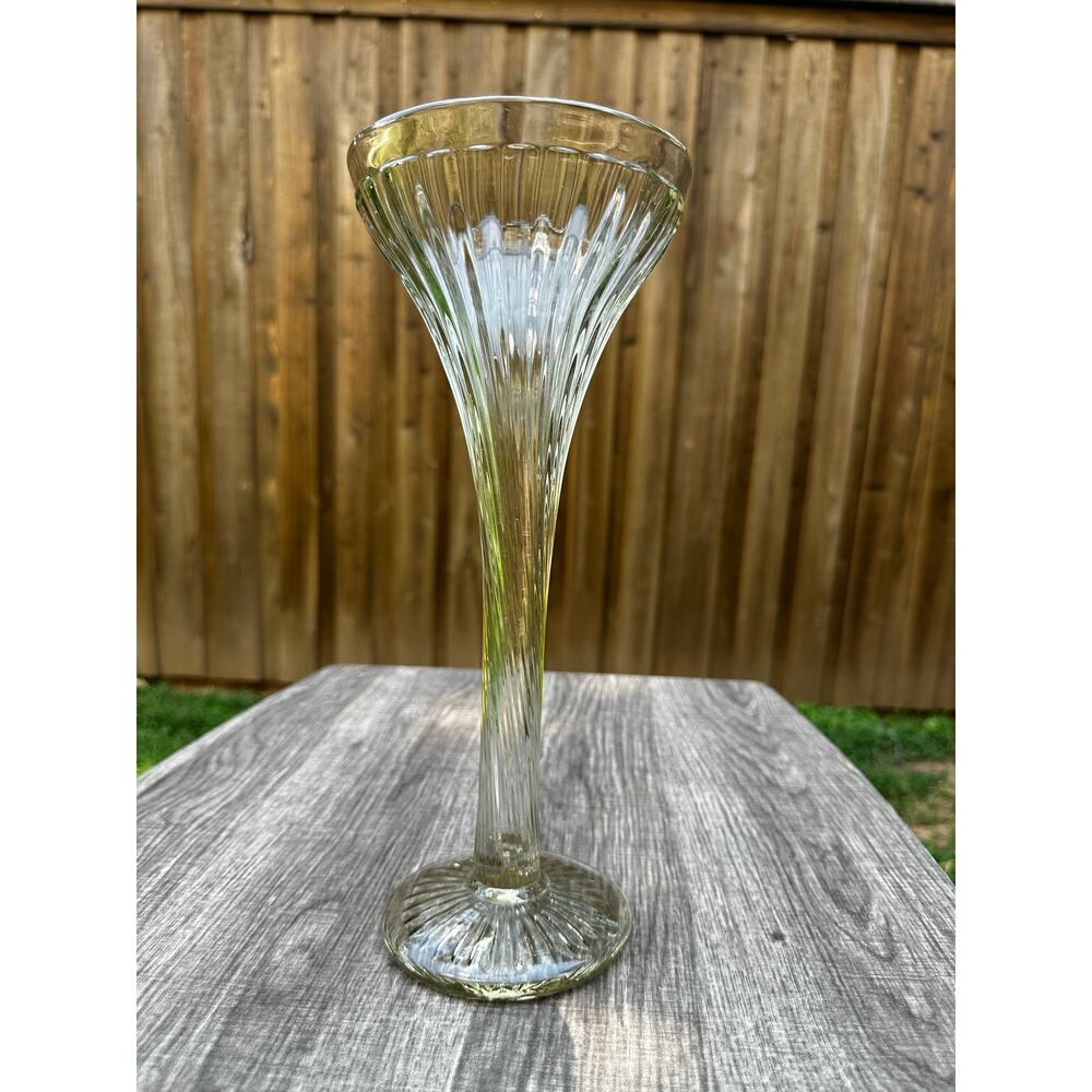 Antique 1920's New Martinsville Heavy Glass 12" Shelf Riser or Trumpet Vase